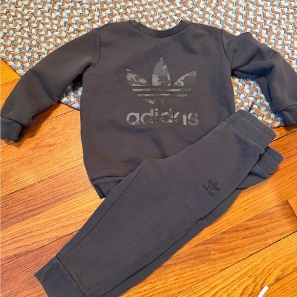 Adidas Kids Charcoal Sweatshirt and Joggers Set - Picture 1 of 3